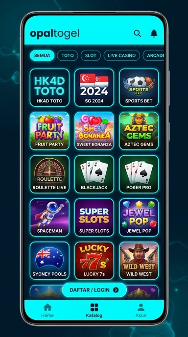 Tampilan katalog aplikasi opaltogel
