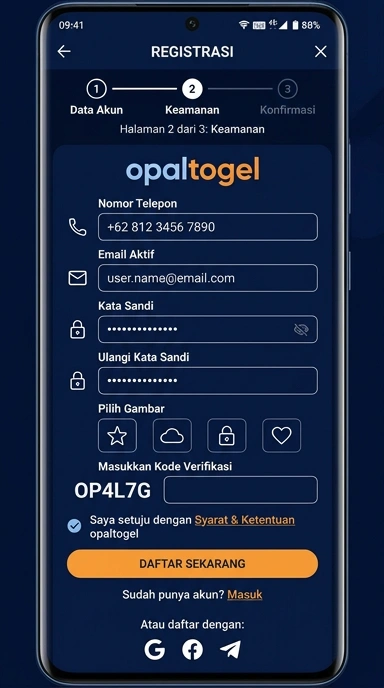 Tampilan halaman daftar opaltogel